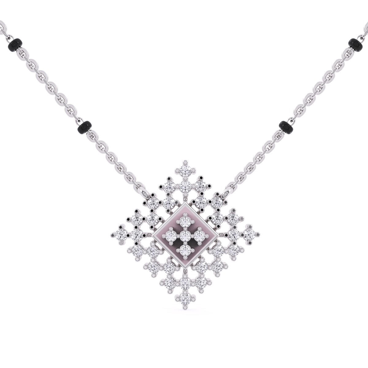 Sparkling Round Diamond Cluster Mangalsutra